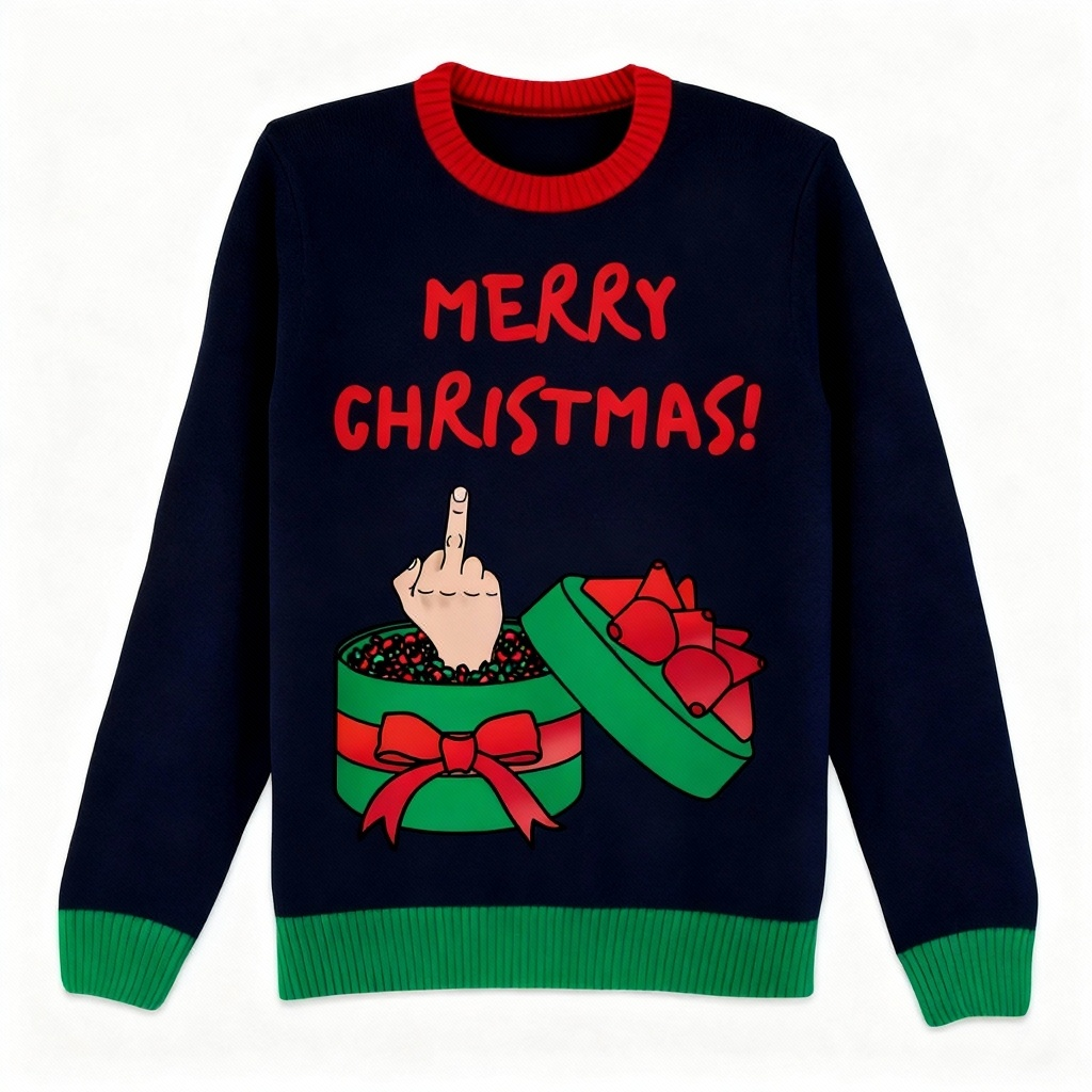 WW | Festlich & Furchtlos: Lustiges Geschenk-Muster-Print Weihnachts-Pullover