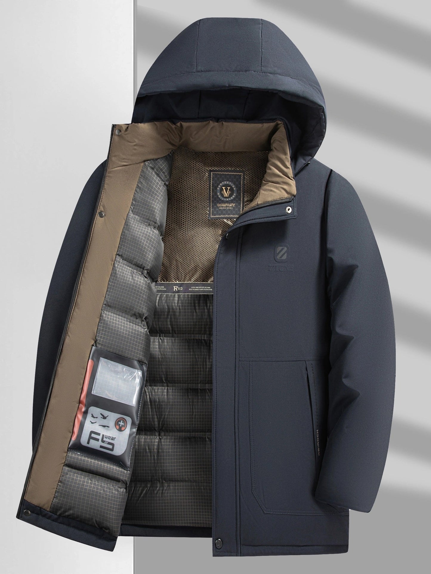 WW | Hooded Long Sleeve Zip-Up Padded Winter Jacket for Men - Perfect for Outdoor Activities