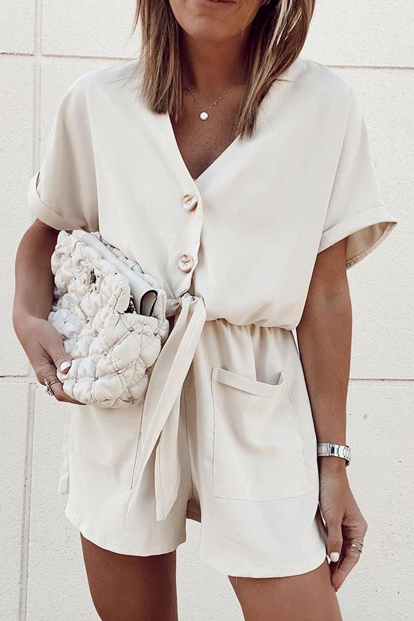 WW | Knotted Waist Classic Casual Jumpsuit