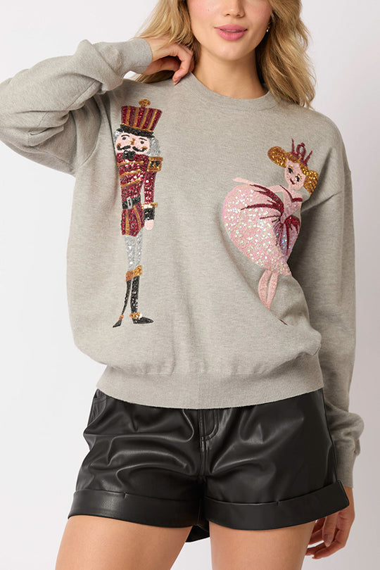 WW | Weihnachtssoldat Pailletten Mode Lässiger Sweatshirt
