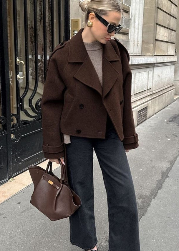 WW | Cropped Wool Blend Belted Trench Coat