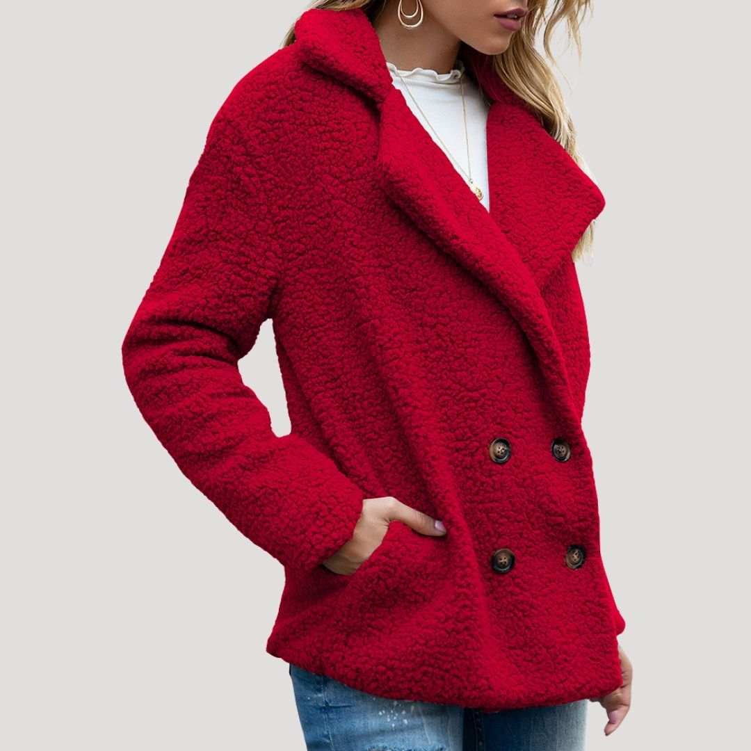 WW | Damen Doppelknopf Fleece Jacke Winterstil