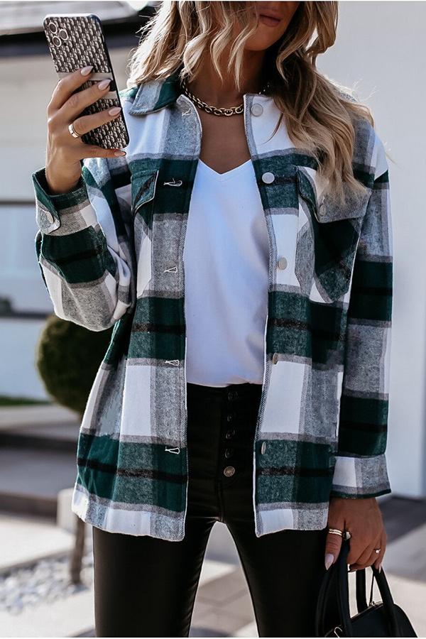 WW | Feeling Plaid Mit Taschen Entspannte Jacke