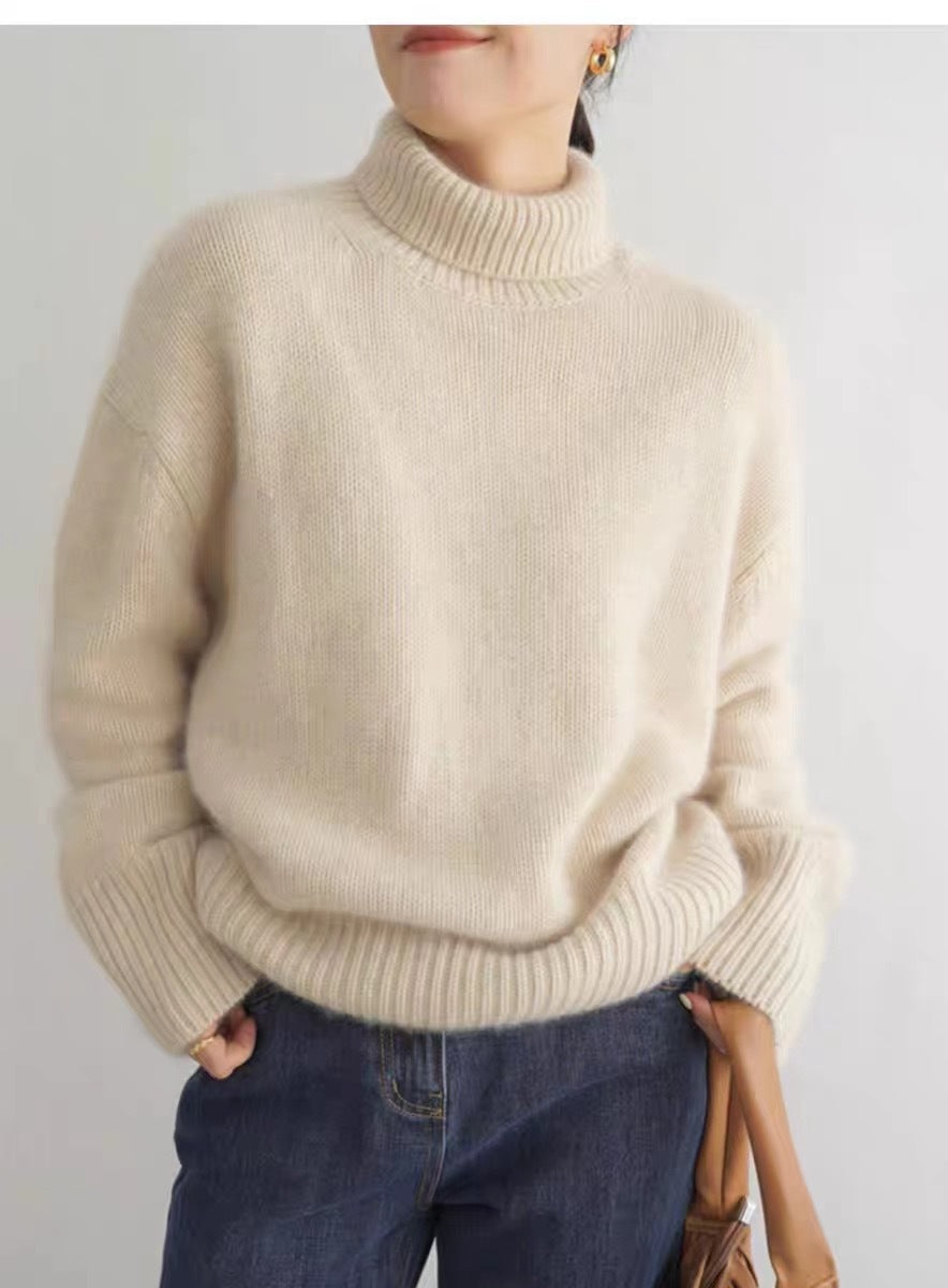 WW | Klassische und Luxuriöse Wollpullover mit Hohem Kragen