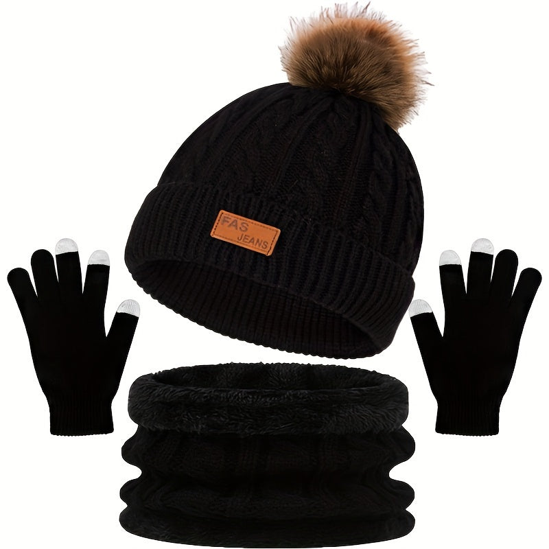 WW | Lässiges Winter Essential Mütze und Handschuh Set für Frauen