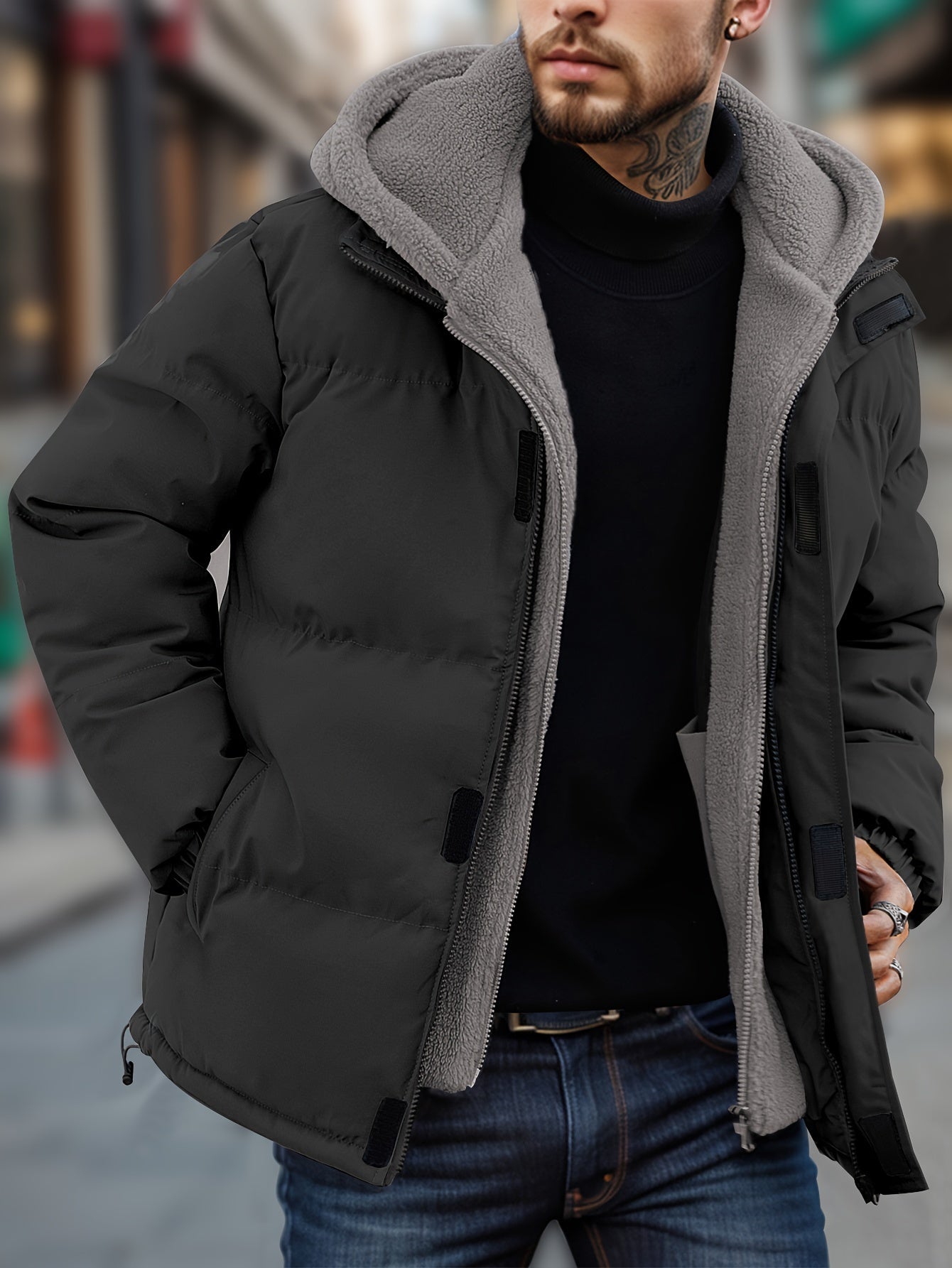 WW | Men's Two-Piece Thick Hooded Sweatshirt (No Zipper) - Perfect for Outdoor Activities