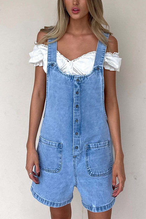 WW | Rosiedress Button-Down With Pockets Denim Jumpsuit