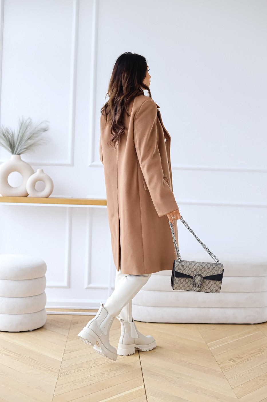 WW | Women's Mid-Length Coat – Wool Blend – Double-Breasted – Tailored Fit – Structured Style
