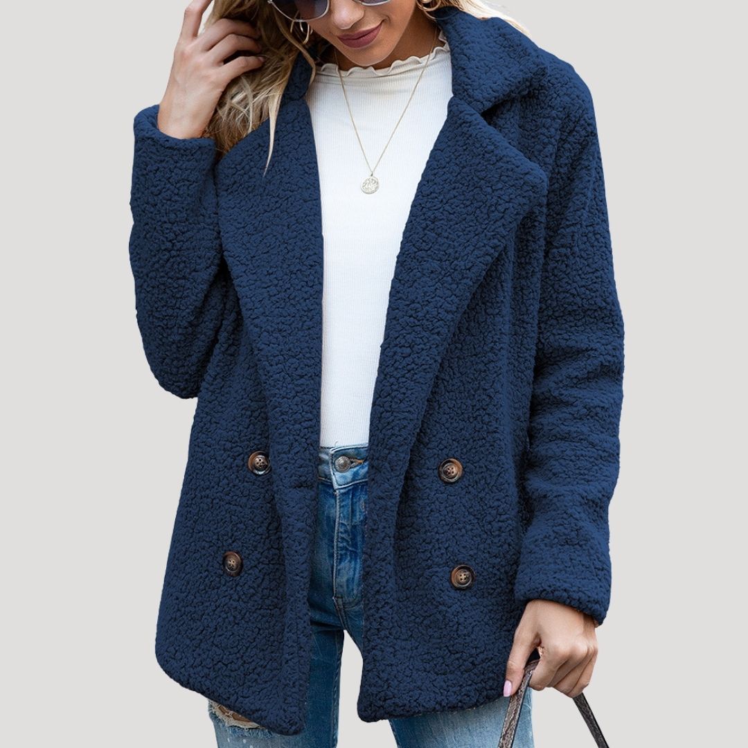 WW | Damen Doppelknopf Fleece Jacke Winterstil