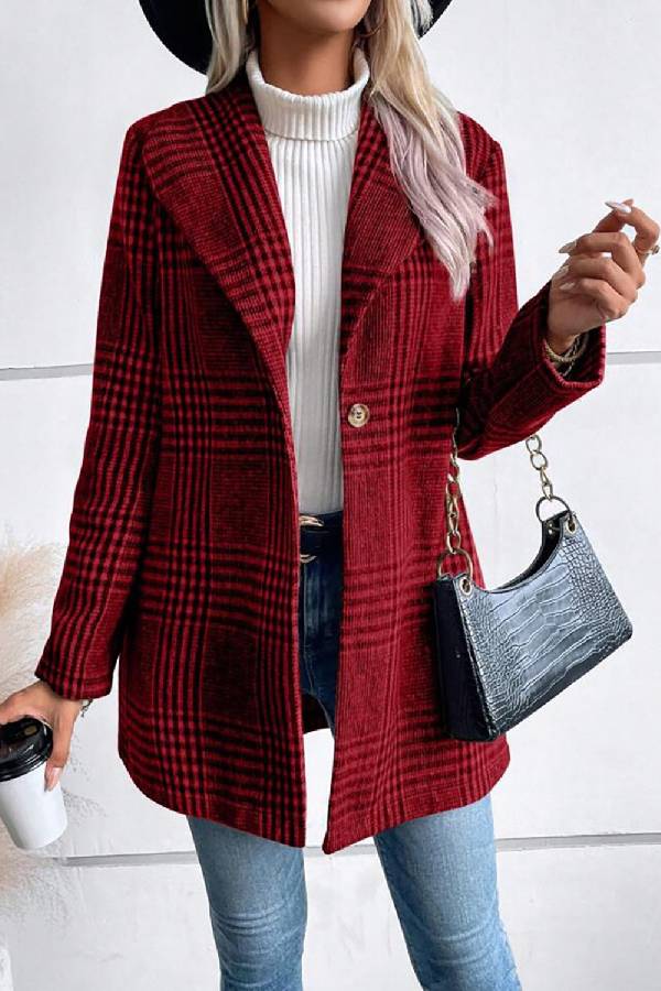 WW | Kollektion Karierter Kragen Langarmjacke