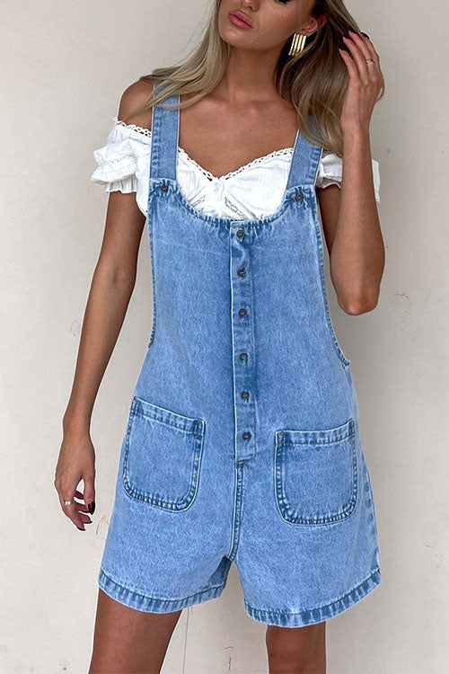 WW | Rosiedress Button-Down With Pockets Denim Jumpsuit