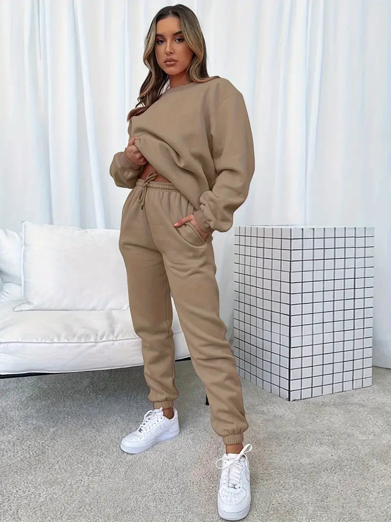 WW Jogginganzug | Lässig weicher 2-teiliger Damenanzug mit Pullover und passender Hose
