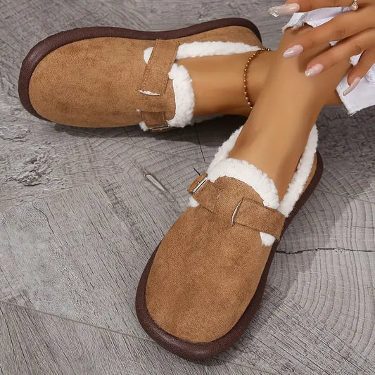 WW | Damen Plüsch-Pantoffeln Mit Runder Zehenkappe
