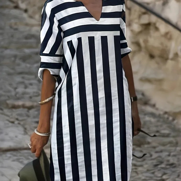 Faith - Casual Striped V-Neck Dress