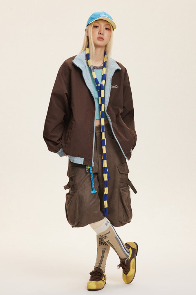 WW | Stand-Up Collar Color Combination Jacket