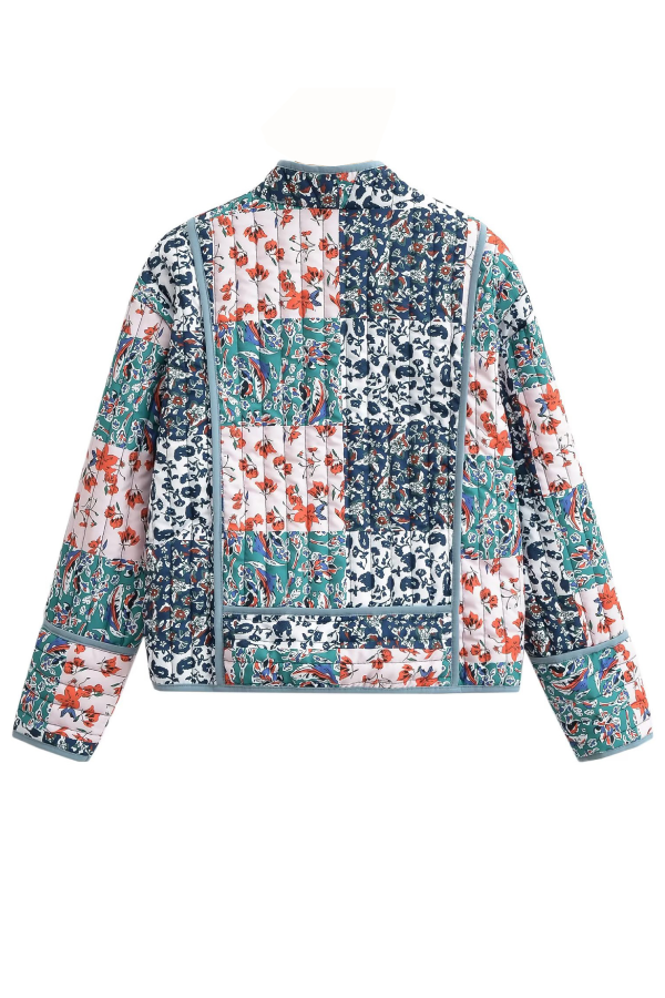 WW | Bedruckte lockere lässige Strickjacke kurze gesteppte Baumwolljacke
