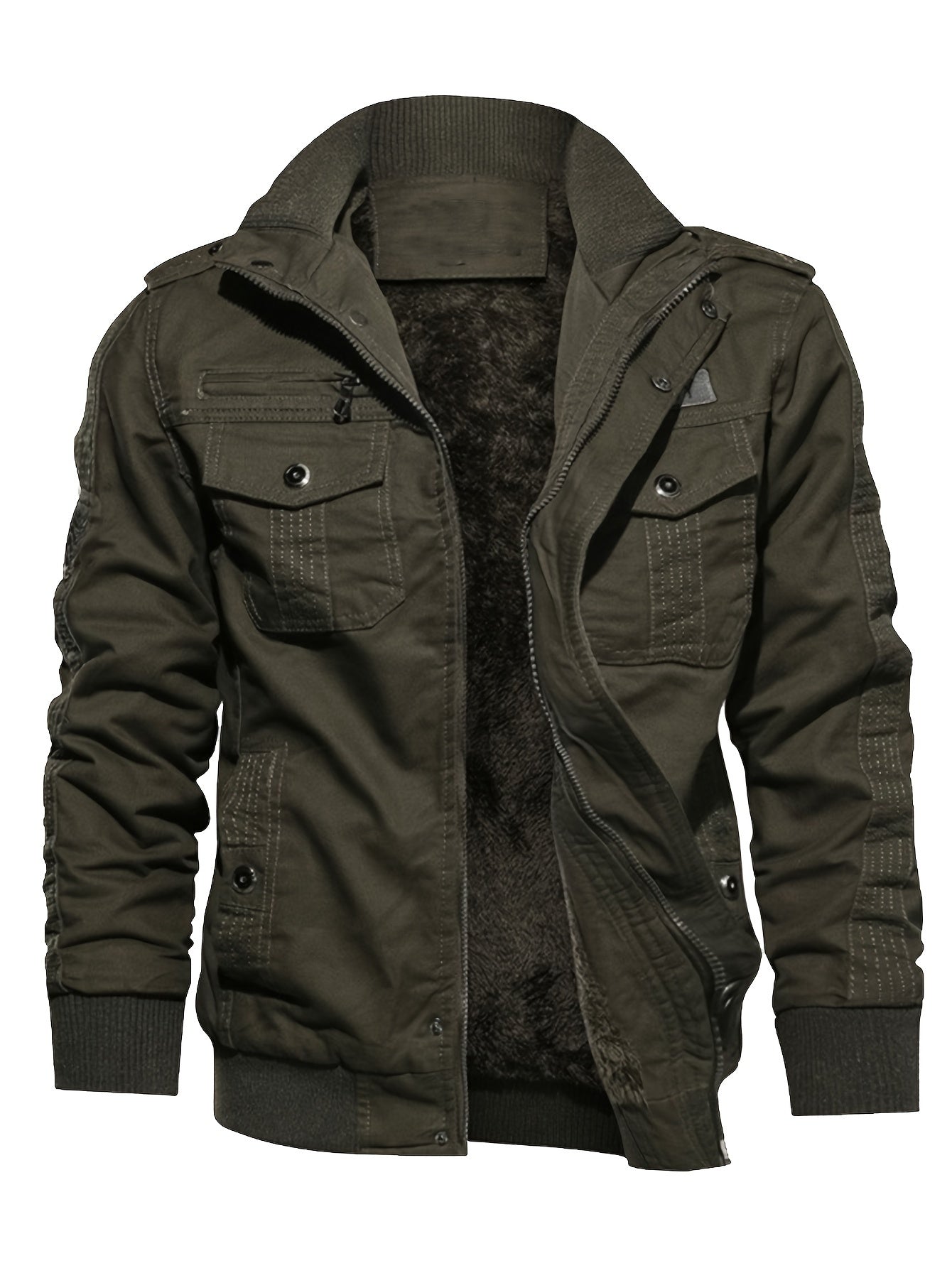 WW | Langarm Reißverschluss Retro Stehkragen Winterjacke Für Herren - Perfekt für Freizeit