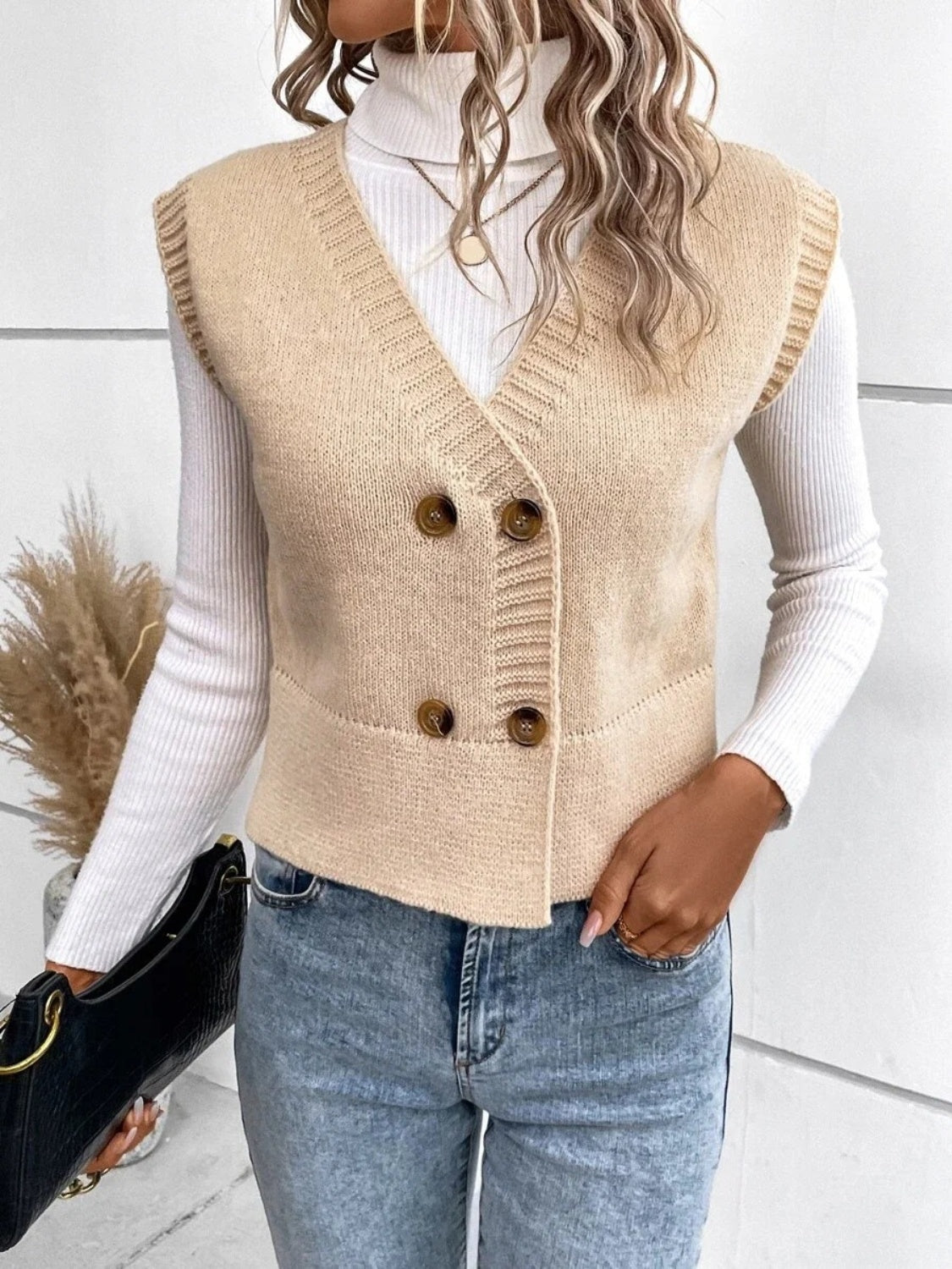 WW | Strickjacke mit V-Ausschnitt und Knöpfen für Damen
