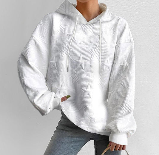 WW | Einfarbiges weißes Sweatshirt mit langen Ärmeln