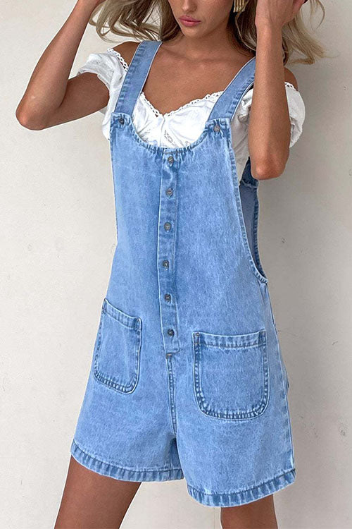 WW | Rosiedress Button-Down With Pockets Denim Jumpsuit