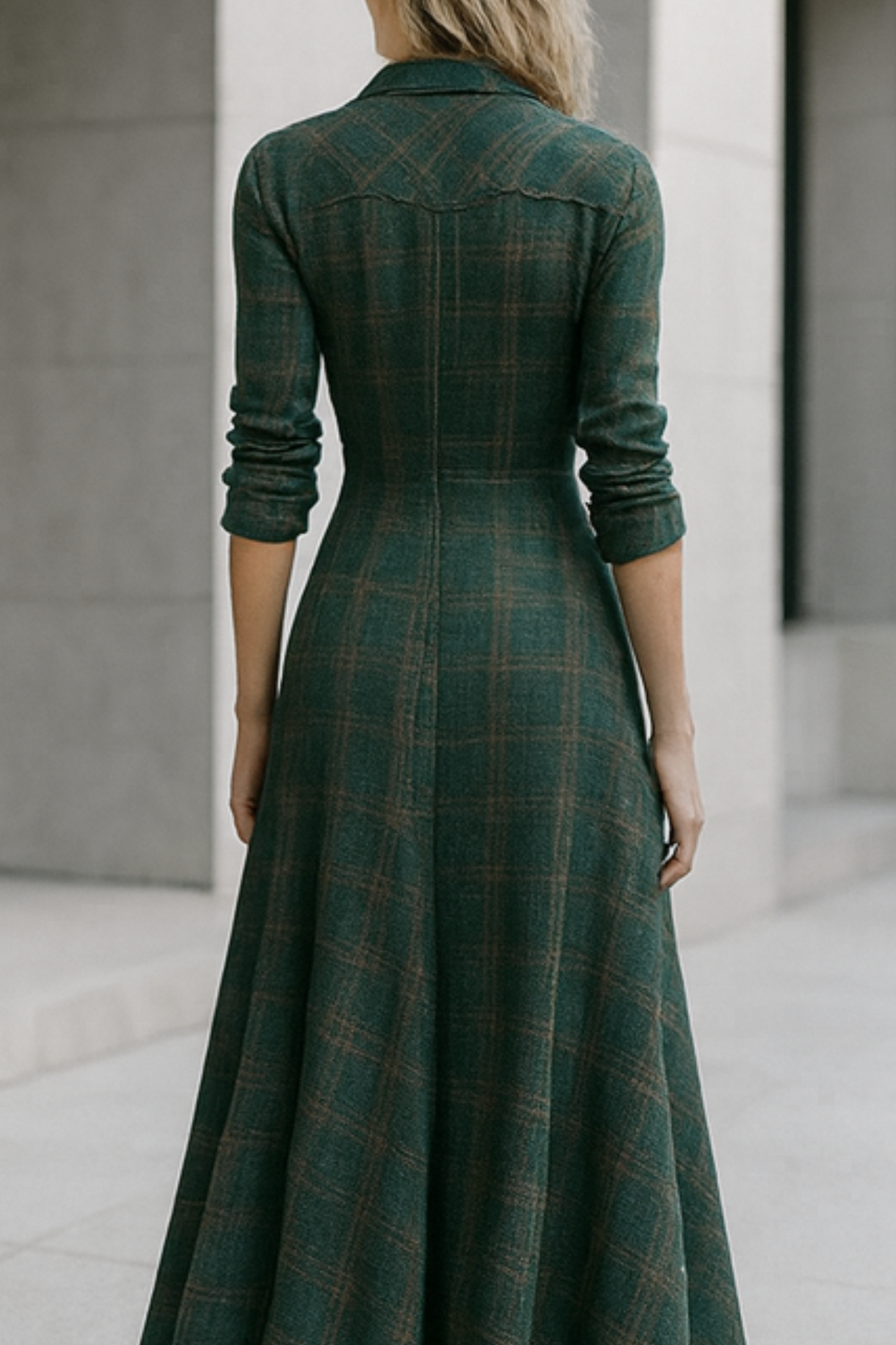 Solene | Checked Maxi Shirt Dress