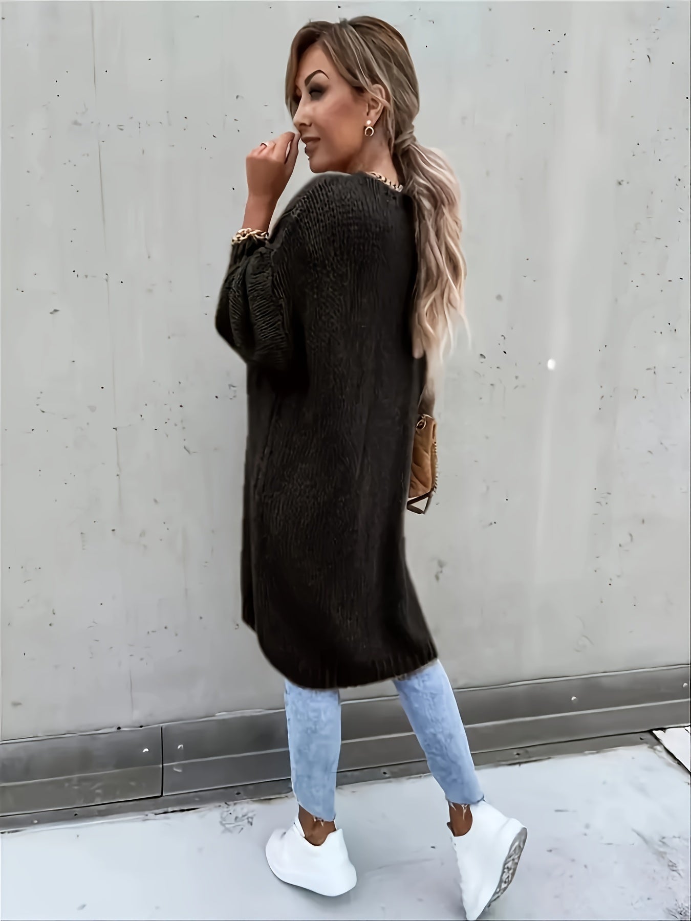 WW | Langarm Gestrickte Strickjacke Für Damen - Perfekt für Alltagstragen