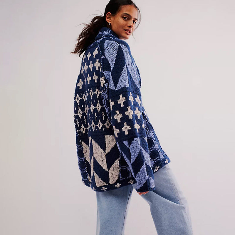 WW | Kuschelweiche Jacke mit modernen geometrischen Mustern