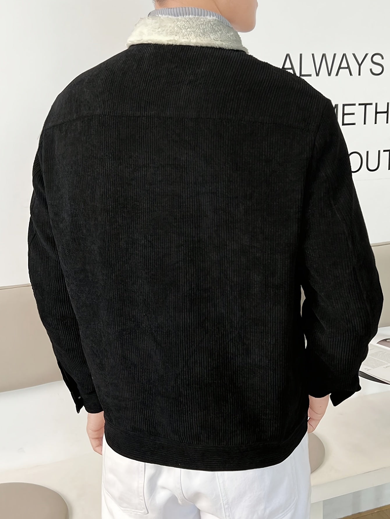 WW | Corduroy Style Winter Jacket With Collar For Men - Perfect for Outdoor Activities