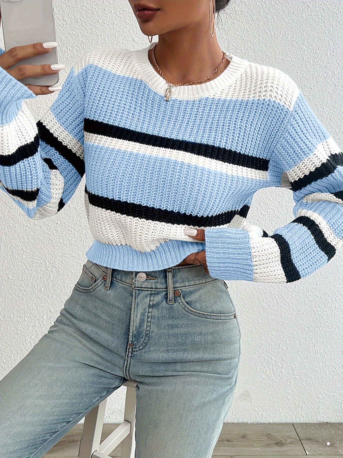 WW | Strickpullover mit Fallenden Schultern Trendy und Bequem
