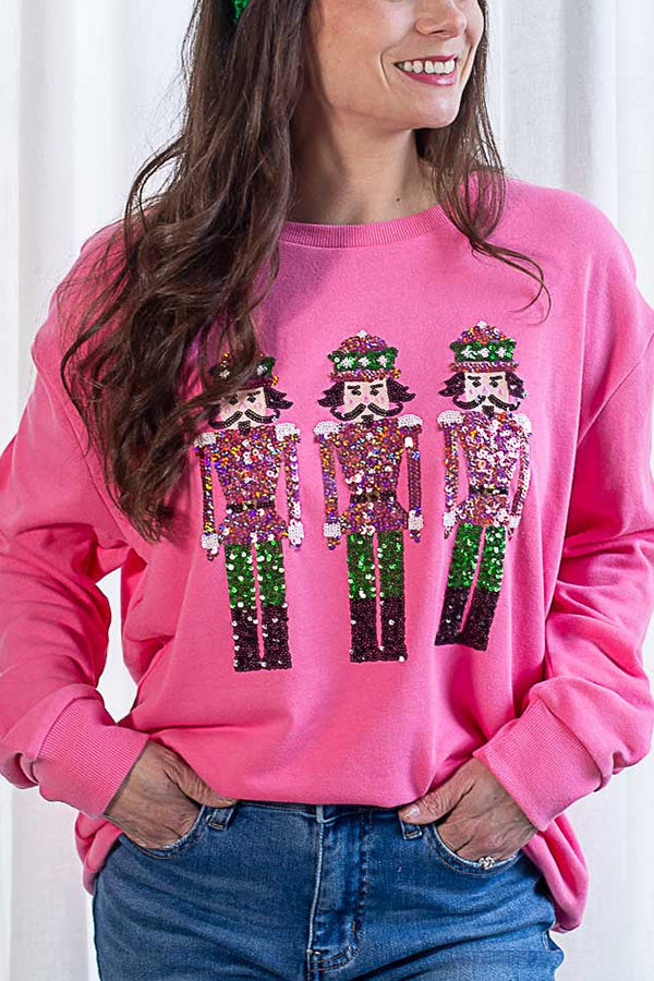 WW | Weihnachtswächter Pailletten Locker Lässig Sweatshirt