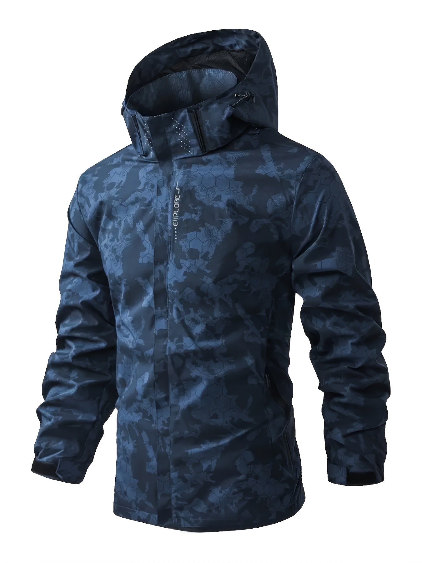 WW | Camouflage Pattern Hooded Windbreaker Outdoor Jacket for Spring for Men - Perfect for Outdoor Activities in Spring