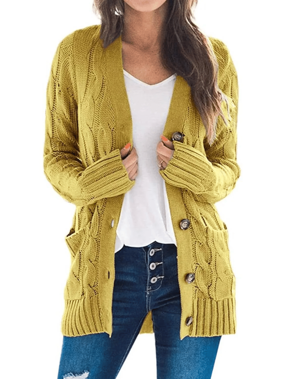 WW | Open-Front Cable-Knit Cardigan