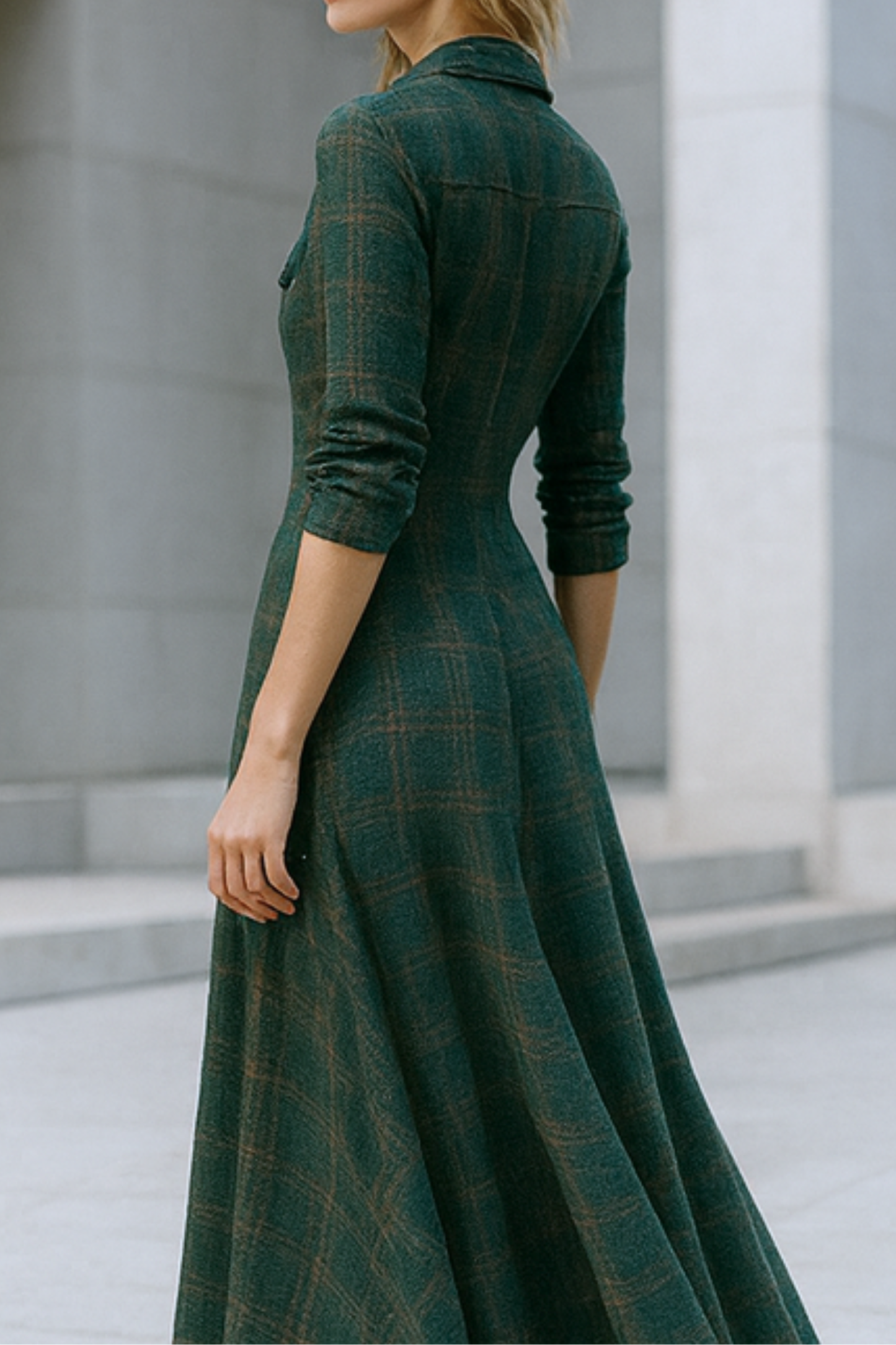 Solene | Checked Maxi Shirt Dress