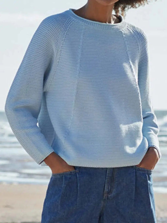 WW | Fresh Blue Crew Neck Long-Sleeved Sweater
