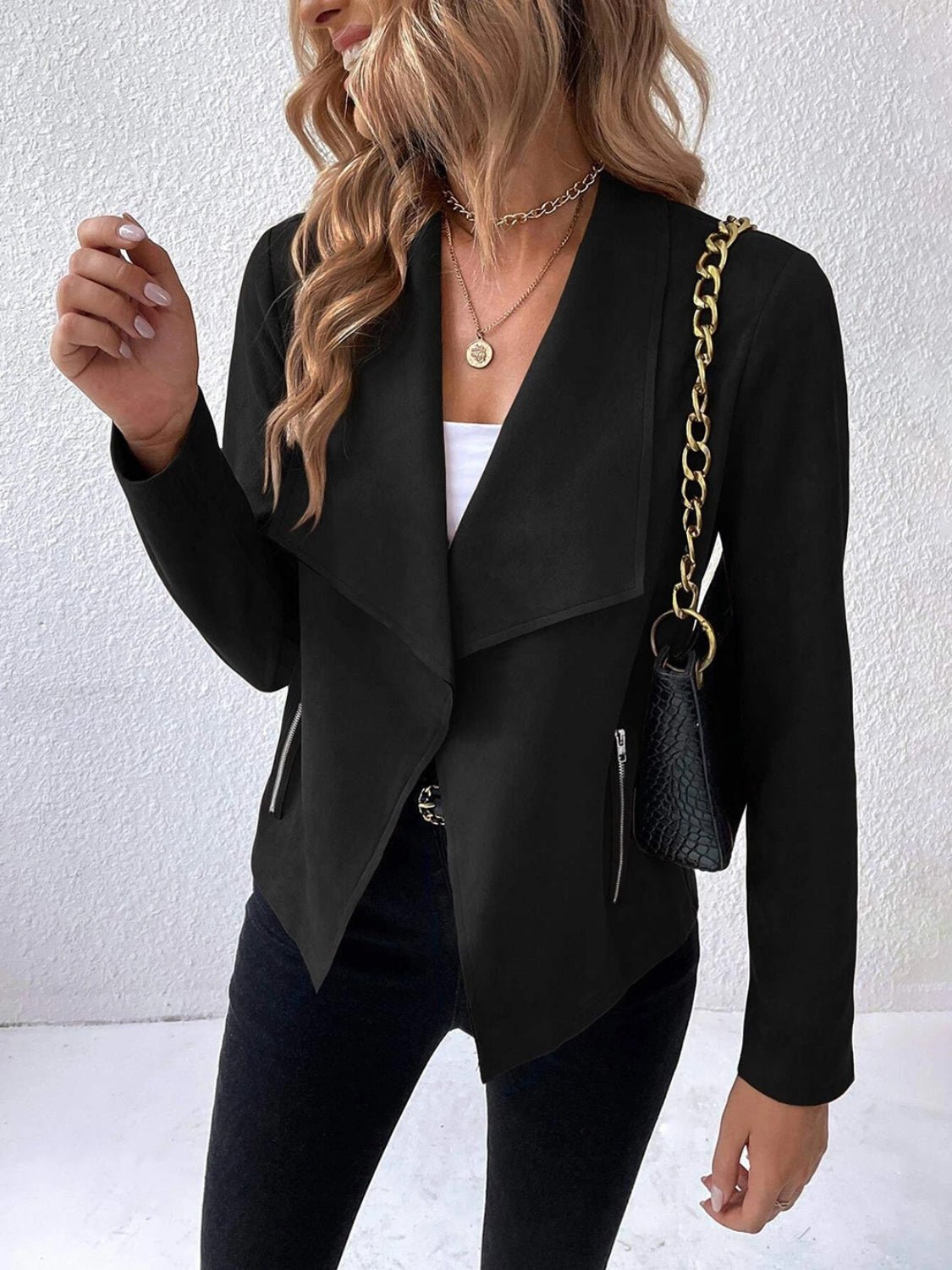 WW | Kunstlederjacke - Leicht & Schick - Offenes Vorderdesign - Vielseitige Schicht