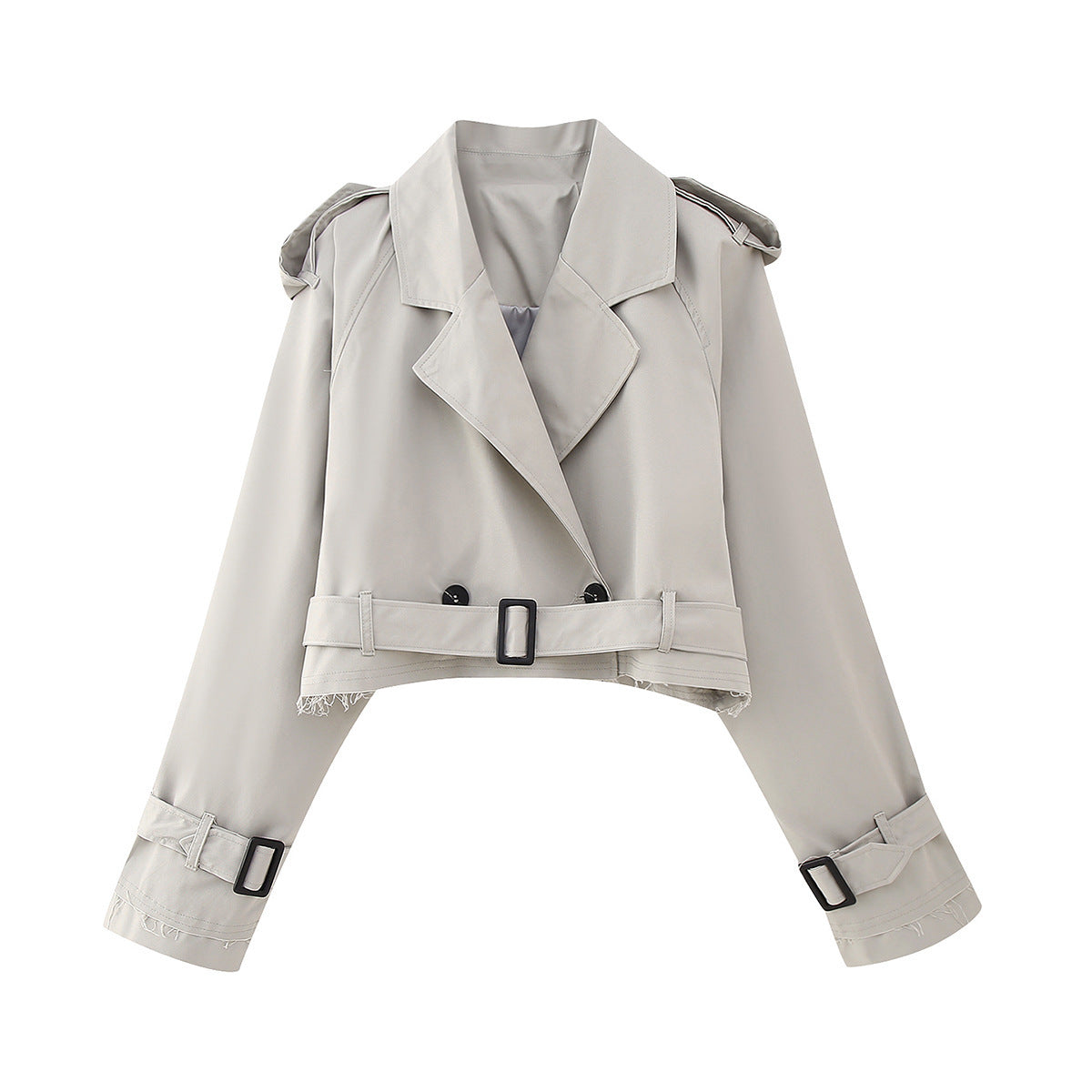 WW | Damen Cropped Trenchcoat - Mit Gürtelmanschetten