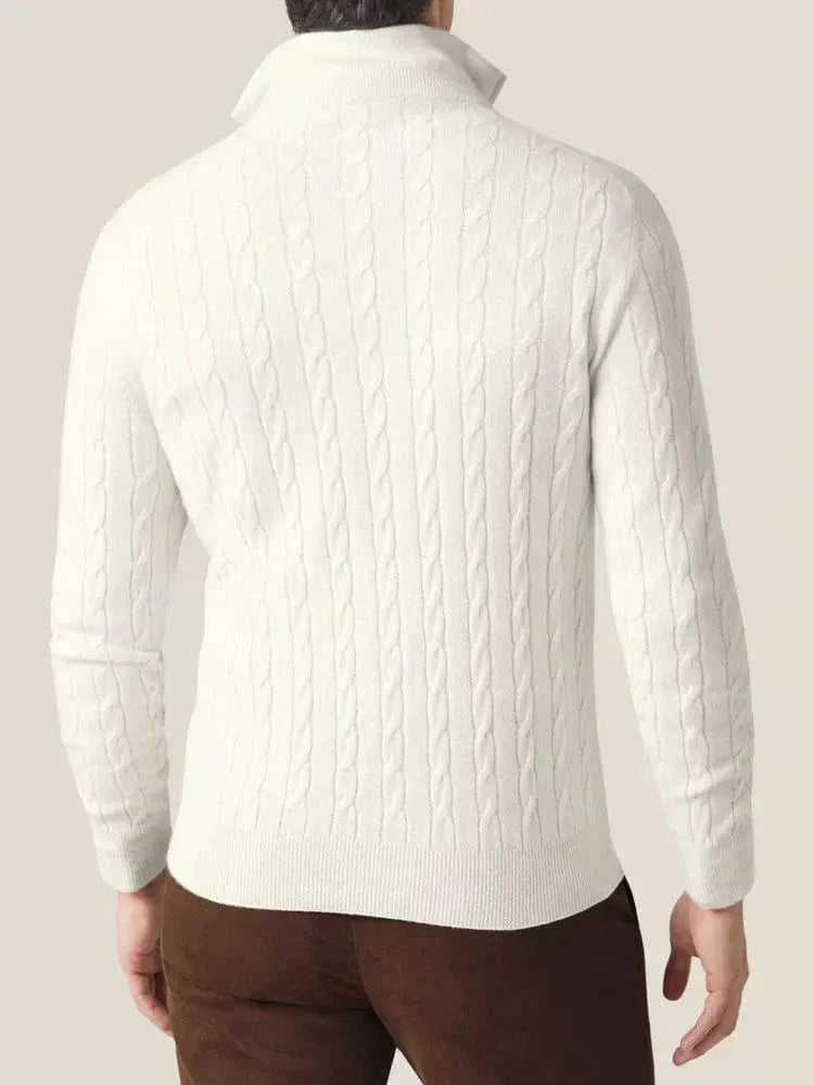 WW | Cable Knit Sweater with Zipper - Elegant Business & Casual Sweater