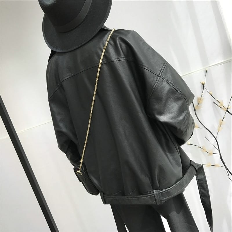 WW | PU Lederjacke - Edgy Stil - Gürteldesign - Statement-Oberbekleidung