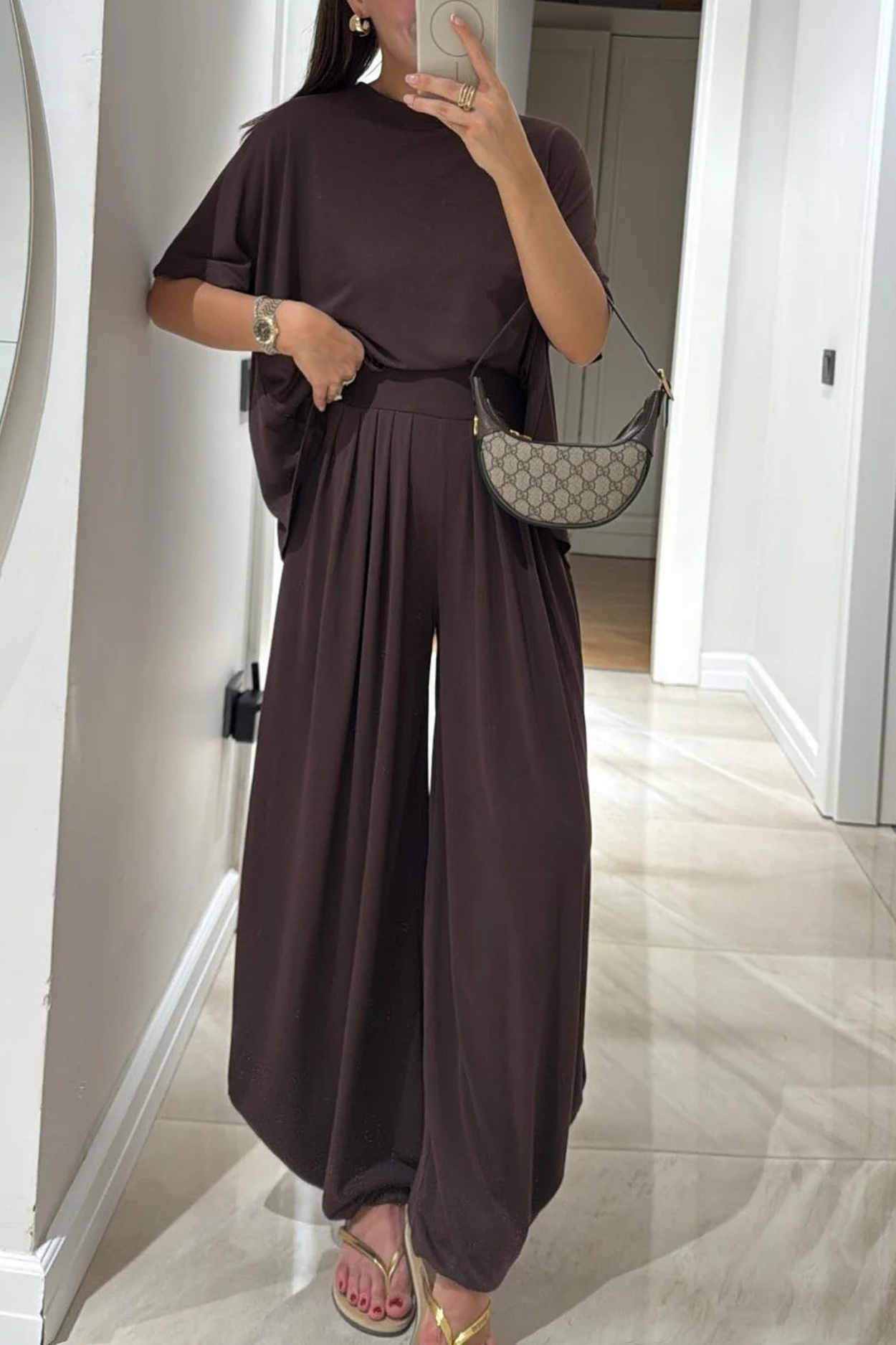 Layla Cotton Two-Piece Set - Brown