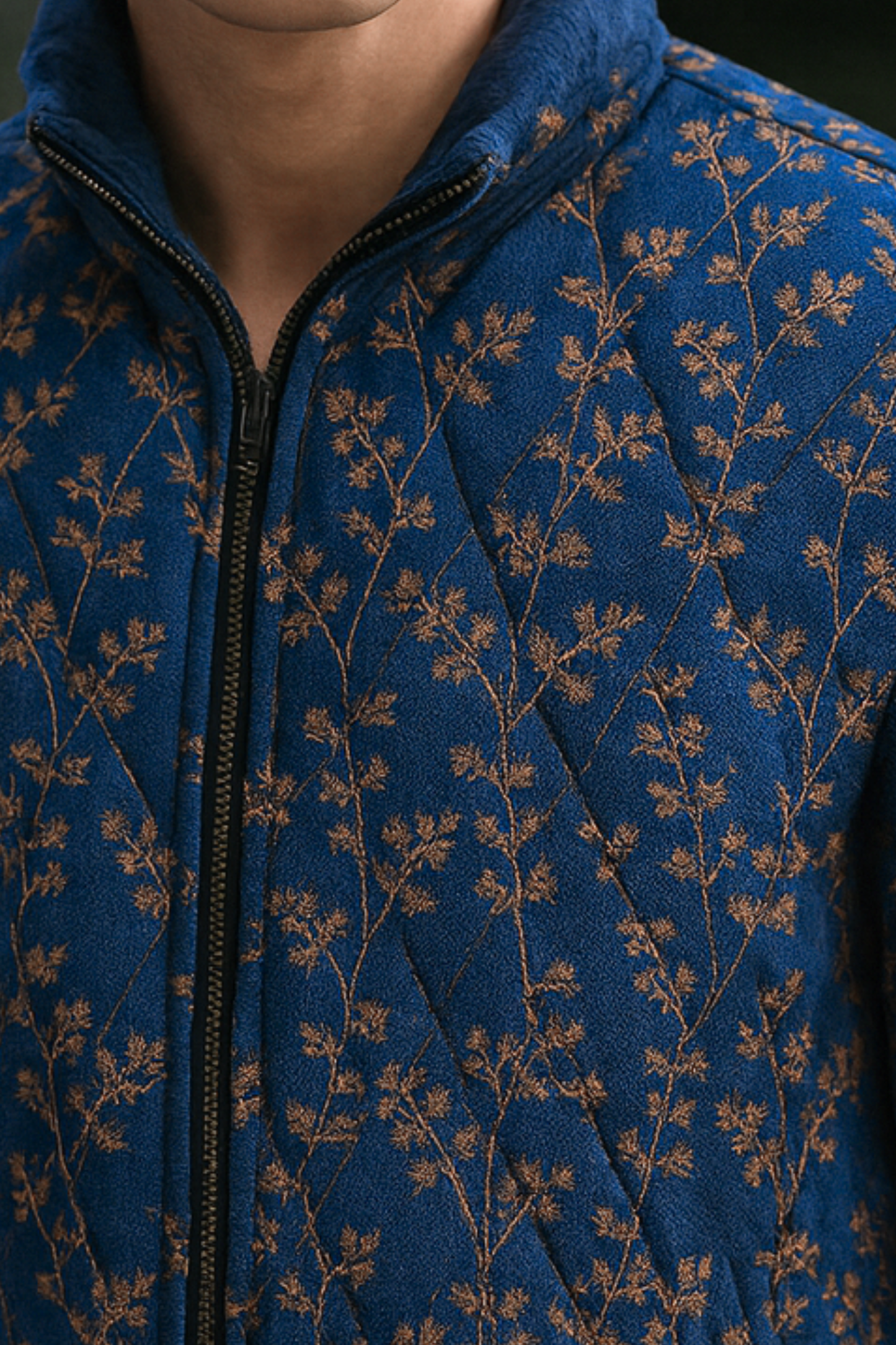 Hamzah | Embroidered Quilted Denim Jacket