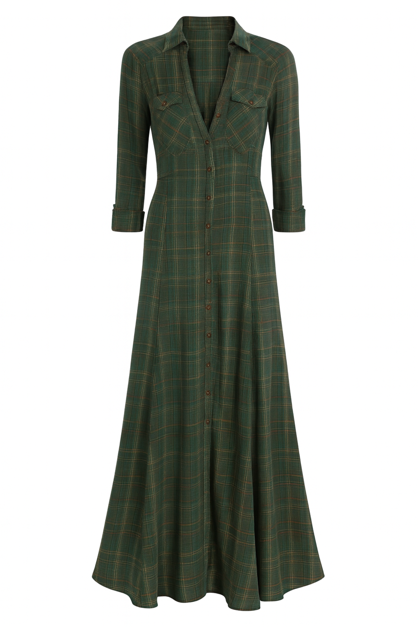 Solene | Checked Maxi Shirt Dress