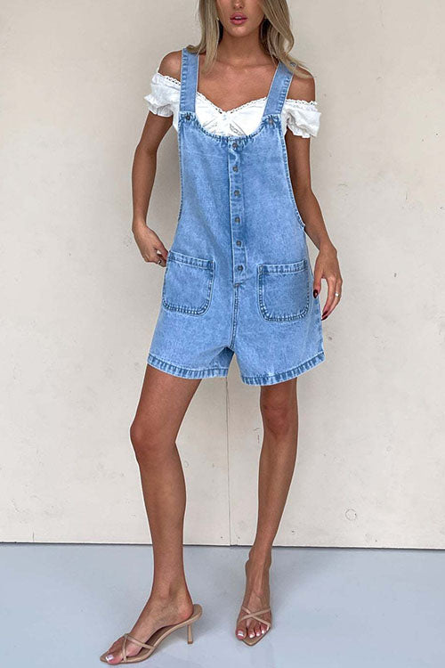 WW | Rosiedress Button-Down With Pockets Denim Jumpsuit