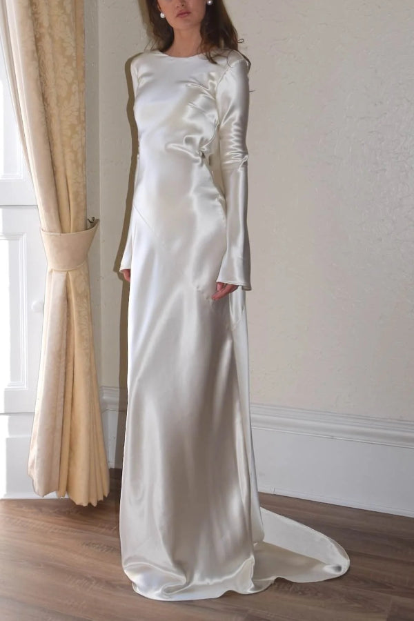 WW | Pearl Eden Satin Backless Cowl Neck Gown Maxi Dress