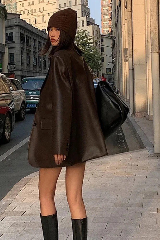 WW | PU Leather Blazer Jacket