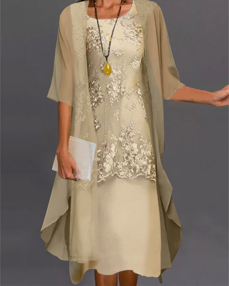 WW | Elegant Two-Piece Chiffon Dress