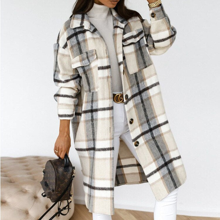 WW | Checked Wool Coat for Women