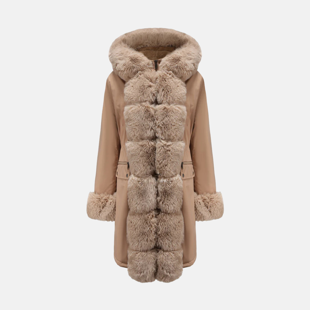 WW | Long Coat Normal Fit Water Repellent Faux Fur Hood and Sleeves