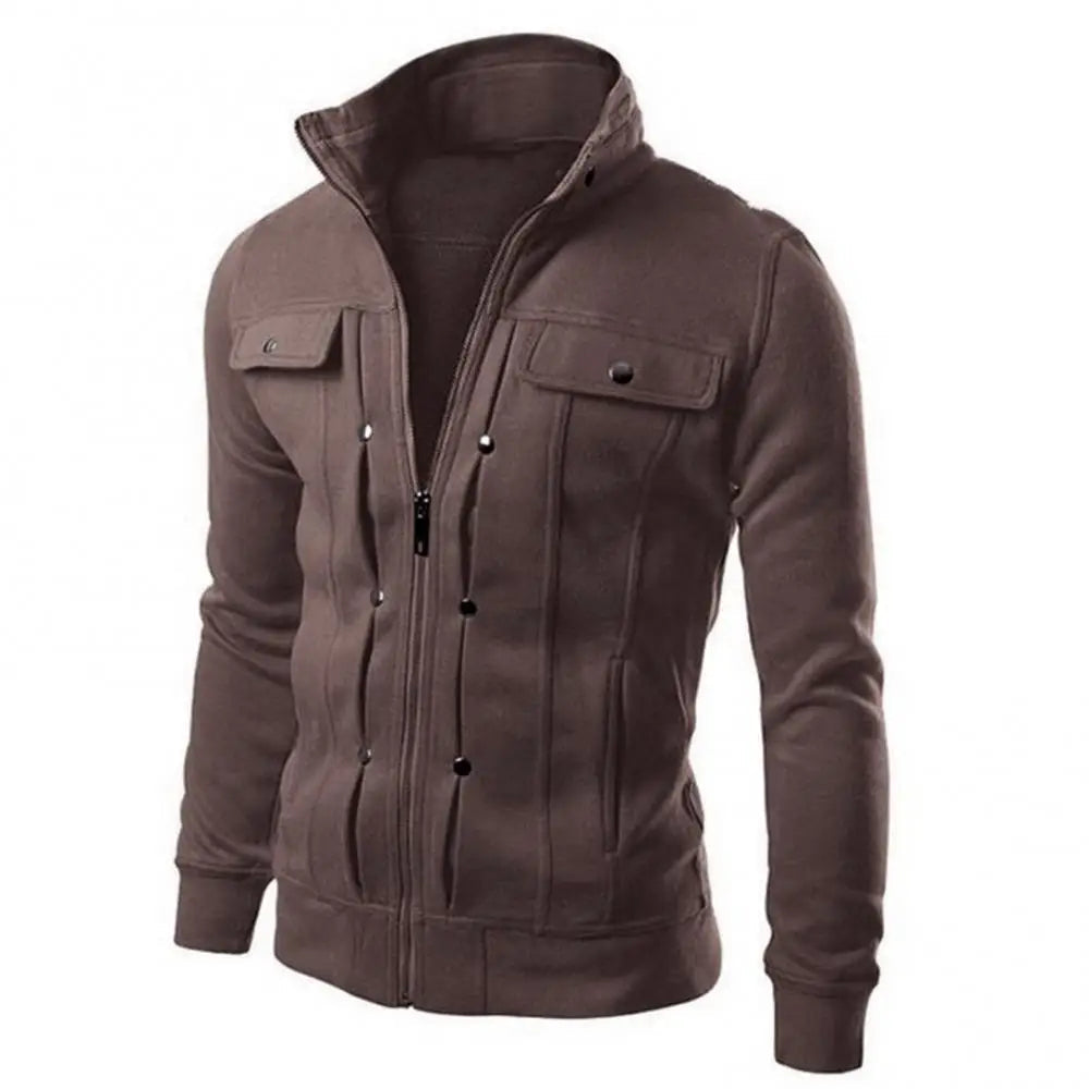 WW | Men's Warm Slim-Fit Winter Jacket with Stand-Up Collar - Ideal for Autumn/Winter