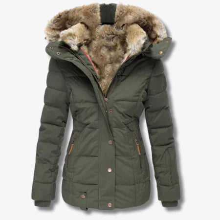 WW | Women's Puffer Jacket – Fitted Silhouette – Faux Fur Hood – Quilted Water-Repellent