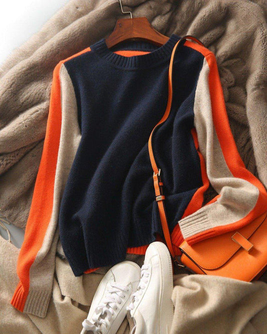 WW | Pullover mit Farbblock-Design und modernem Schnitt - Perfekt für Büro und Freizeit
